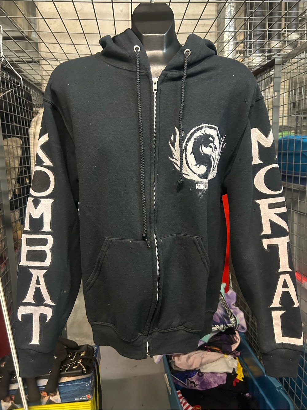 LUX BLK EXCLUSIVE Mortal Kombat Dragon 🐉 Painted sleeves Black Zip-Up Hoodie M